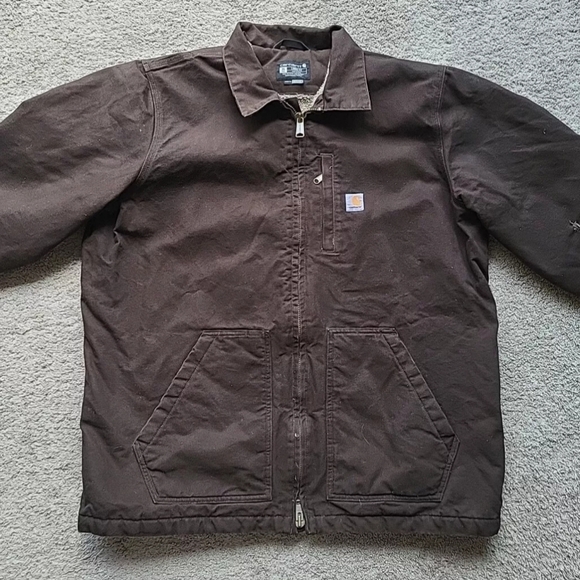 Vintage Carhartt Chore Jacket Men XL Brown Sherpa Lined Barn Work Duck Canvas - Picture 2 of 15